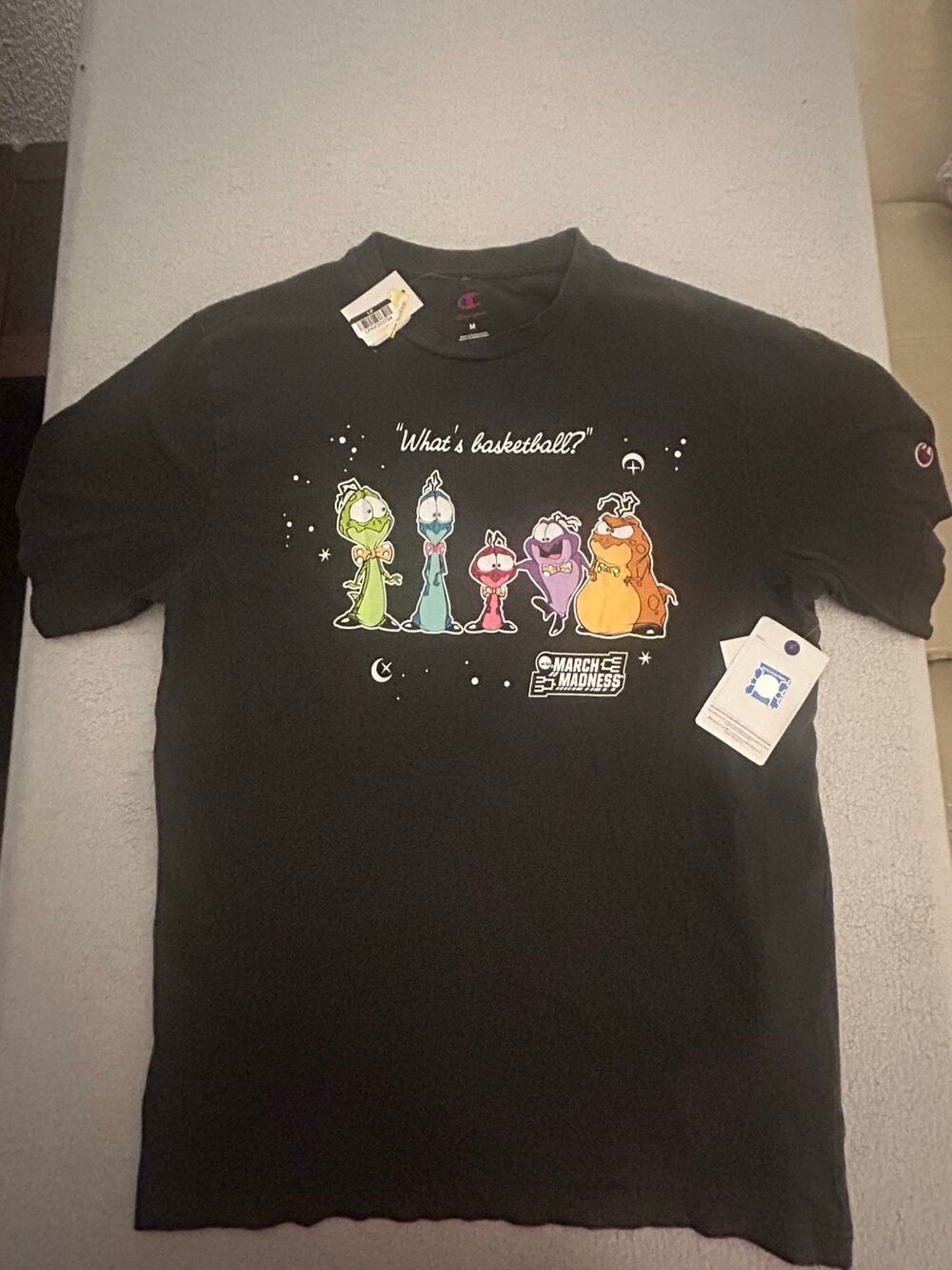 Space Jam Black Medium Champion T-Shirt "What is basketball?" (NWT)